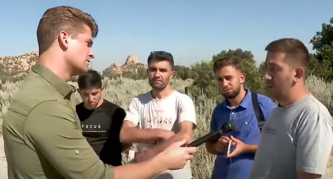 Fox News reporter Bill Melugin interviewing Turkish migrants at the southern border